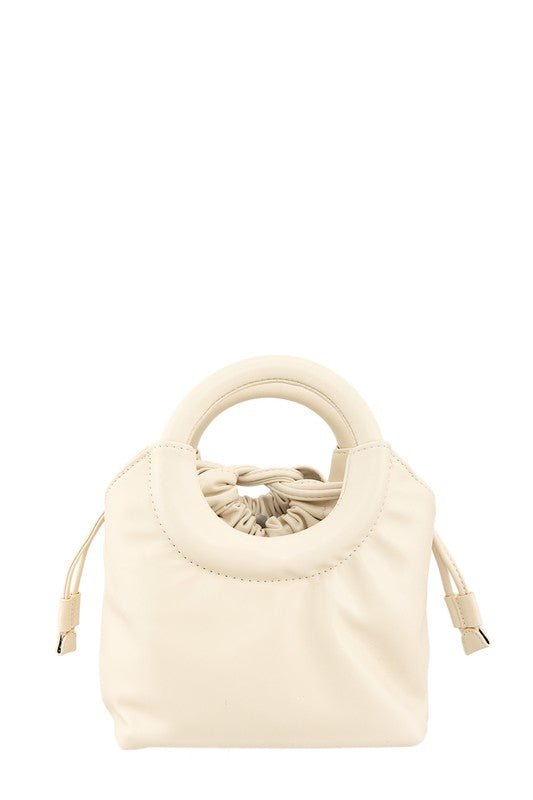 Pocket Round Handle Pu Leather Bag - KOKOTETE