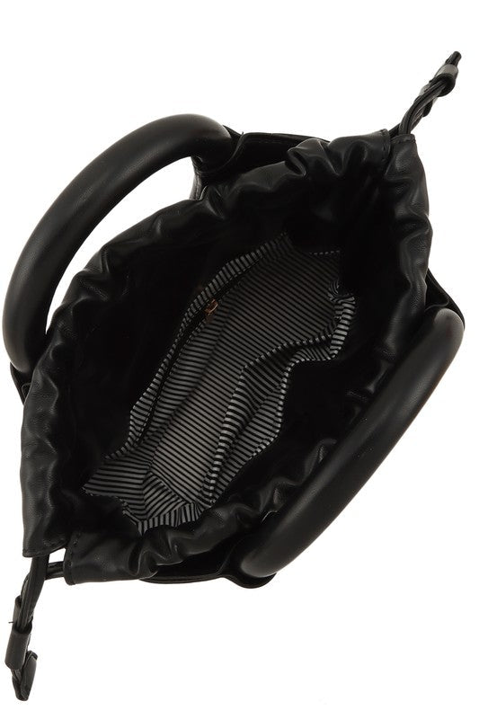 Pocket Round Handle Pu Leather Bag - KOKOTETE