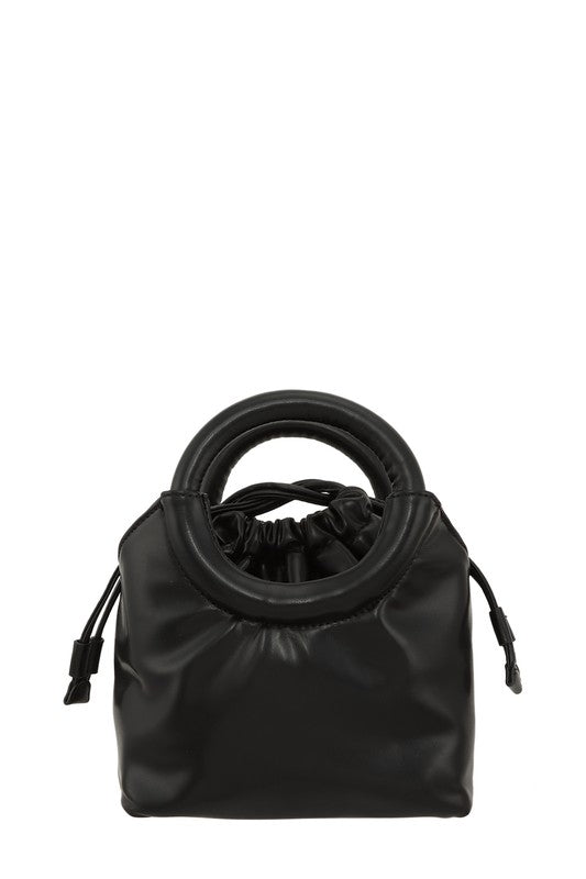 Pocket Round Handle Pu Leather Bag - KOKOTETE
