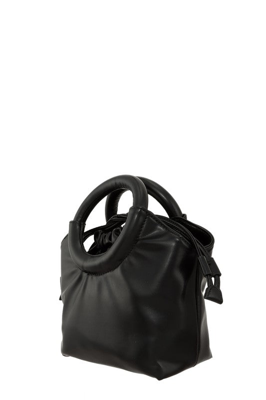 Pocket Round Handle Pu Leather Bag - KOKOTETE