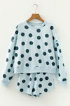 Polka Dot Pullover and Drawstring Shorts Set - KOKOTETE