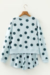 Polka Dot Pullover and Drawstring Shorts Set - KOKOTETE