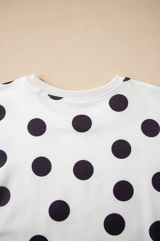 Polka Dot Pullover and Drawstring Shorts Set - KOKOTETE