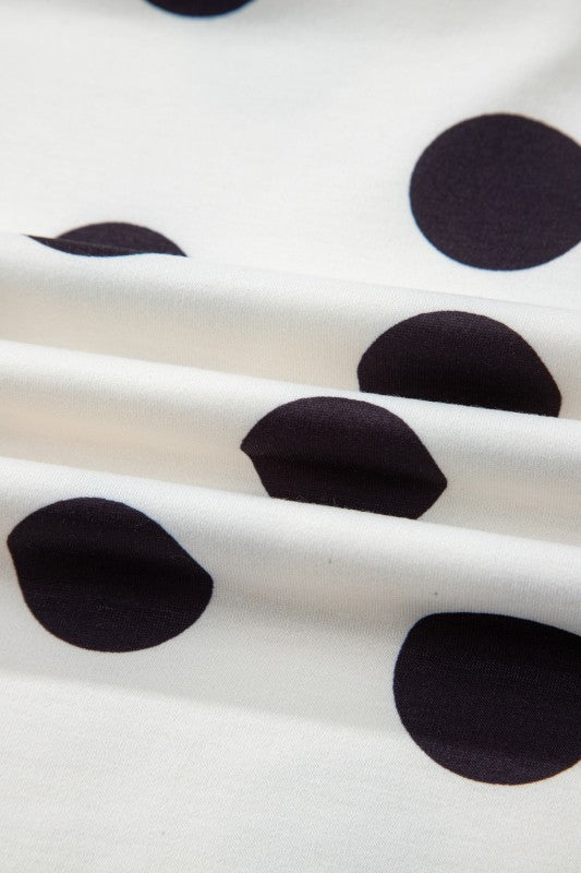 Polka Dot Pullover and Drawstring Shorts Set - KOKOTETE