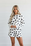 Polka Dot Pullover and Drawstring Shorts Set - KOKOTETE