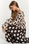 Polka Dot Ruffled Long Sleeve Pleated Maxi Dress - KOKOTETE