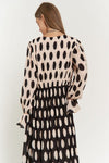 Polka Dot Ruffled Long Sleeve Pleated Maxi Dress - KOKOTETE