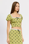 POLKA DOT TOP WITH LACE TRIM - KOKOTETE