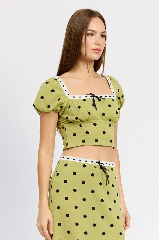 POLKA DOT TOP WITH LACE TRIM - KOKOTETE