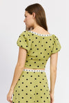 POLKA DOT TOP WITH LACE TRIM - KOKOTETE