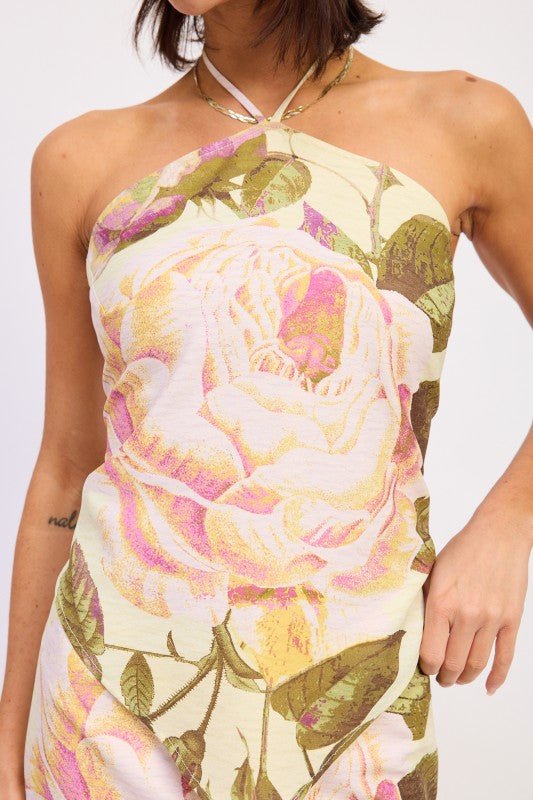 PRINTED HALTER SCARF TOP - KOKOTETE
