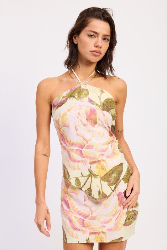 PRINTED HALTER SCARF TOP - KOKOTETE