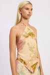 PRINTED HALTER SCARF TOP - KOKOTETE