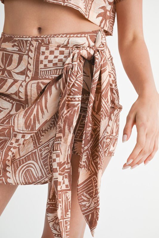 PRINTED MINI WRAPPED SKIRT - KOKOTETE