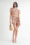 PRINTED MINI WRAPPED SKIRT - KOKOTETE