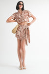PRINTED MINI WRAPPED SKIRT - KOKOTETE