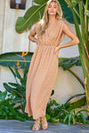 Printed V-Neck Sleeveless Jumpsuit - KOKOTETE