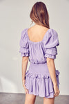 Puff Sleeve Smocked Waist Romper - KOKOTETE