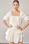 Puff Sleeve Smocked Waist Romper - KOKOTETE