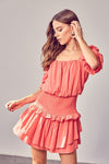 Puff Sleeve Smocked Waist Romper - KOKOTETE