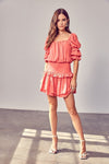 Puff Sleeve Smocked Waist Romper - KOKOTETE