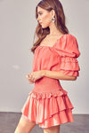 Puff Sleeve Smocked Waist Romper - KOKOTETE