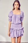 Puff Sleeve Smocked Waist Romper - KOKOTETE