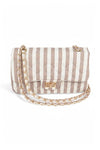 Quilted Cotton Stripe Pattern Shoulder Bag - KOKOTETE