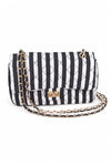 Quilted Cotton Stripe Pattern Shoulder Bag - KOKOTETE