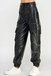RELAXED VEGAN LEATHER CARGO PANTS - KOKOTETE