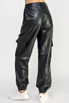 RELAXED VEGAN LEATHER CARGO PANTS - KOKOTETE