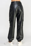 RELAXED VEGAN LEATHER CARGO PANTS - KOKOTETE