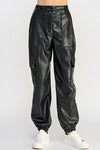 RELAXED VEGAN LEATHER CARGO PANTS - KOKOTETE