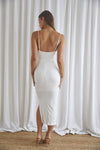 Ribbed Cowl Front Midi Dress - KOKOTETE