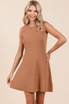 Ribbed Knit Sleeveless Sweater Mini Dress - KOKOTETE