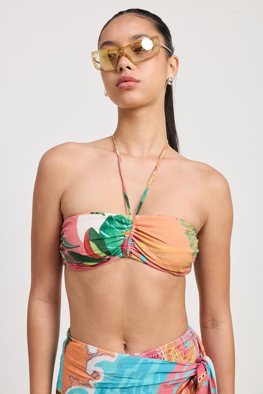 RUCHED BRALETTE WITH NECK TIE - KOKOTETE