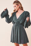 Ruffle Surplice Tied Mini Dress - KOKOTETE