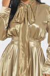 Satin Bow - Tie Midi Dress - KOKOTETE