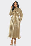 Satin Bow - Tie Midi Dress - KOKOTETE