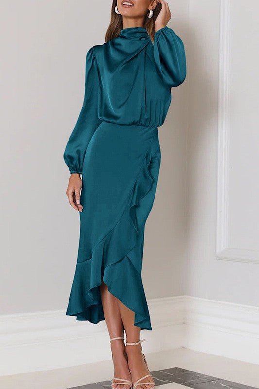 Satin long sleeve dress - KOKOTETE
