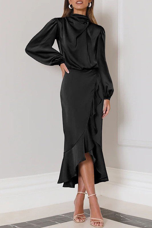 Satin long sleeve dress - KOKOTETE