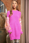 Sequin Sleeve Sweater Knit Tunic Top - KOKOTETE