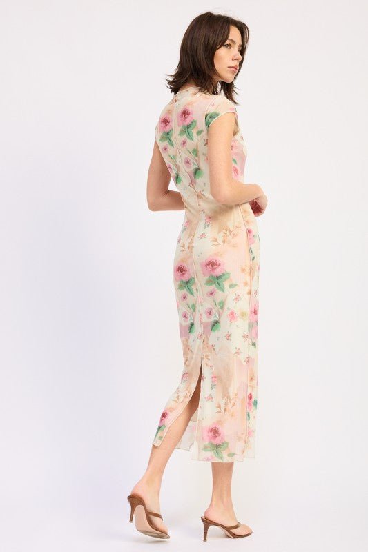 SHEER MESH MERROW SEAM MIDI DRESS - KOKOTETE