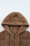 Sherpa Zip - Up Hoodie and Drawstring Shorts Set - KOKOTETE