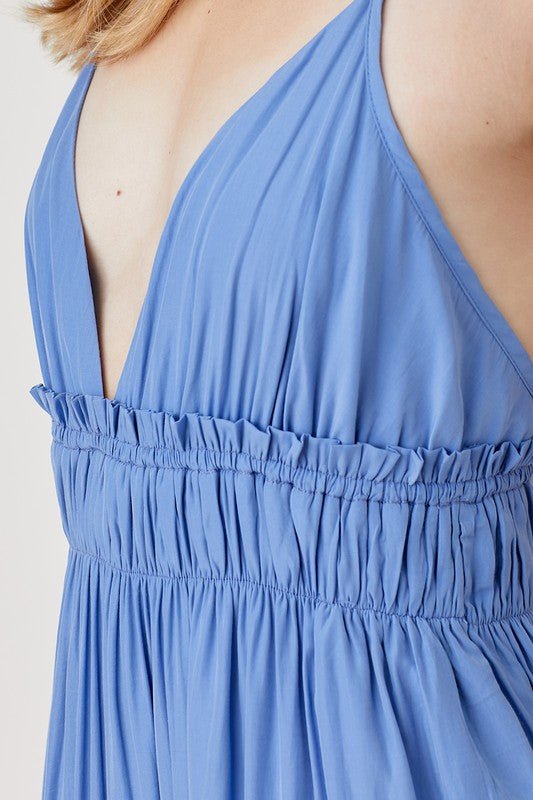 Shirred Folded Detail Maxi Dress - KOKOTETE