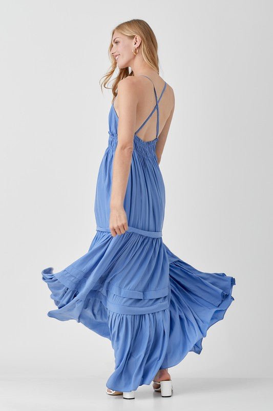 Shirred Folded Detail Maxi Dress - KOKOTETE