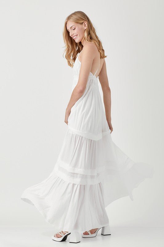 Shirred Folded Detail Maxi Dress - KOKOTETE