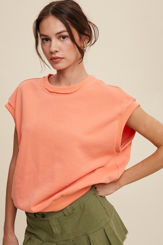 Short Sleeve Boxy Crew Neck Sweat Top - KOKOTETE