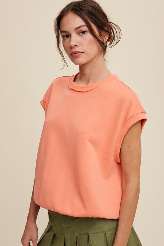 Short Sleeve Boxy Crew Neck Sweat Top - KOKOTETE