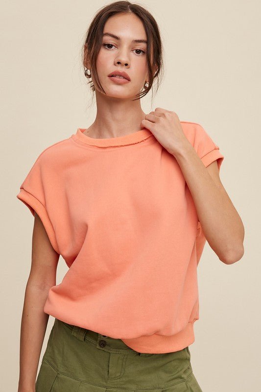 Short Sleeve Boxy Crew Neck Sweat Top - KOKOTETE